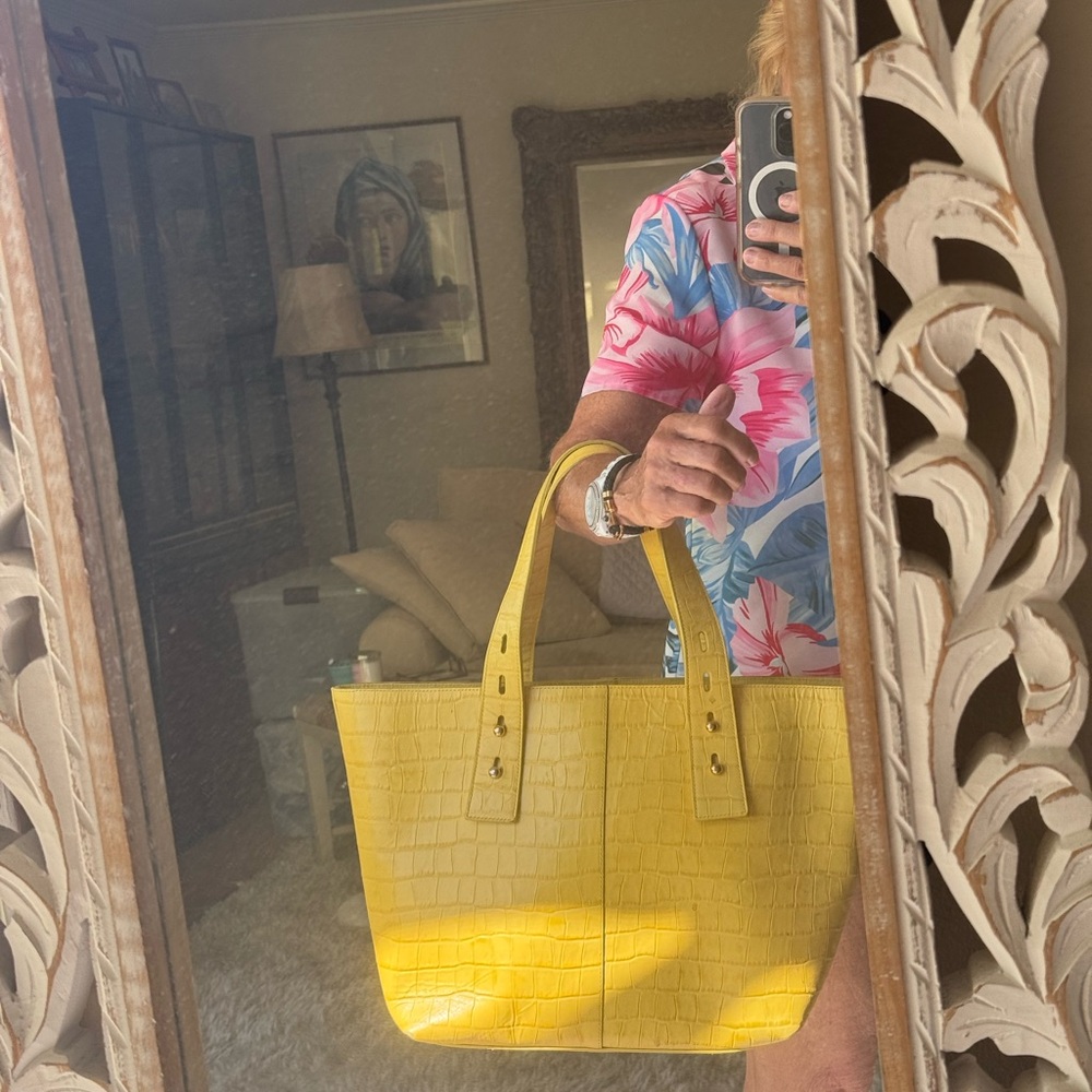 Frame Denim Yellow Tote Bag Structured Classic